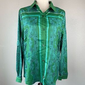 NWOT MISSLOOK Green Button Down Shirt Size L
